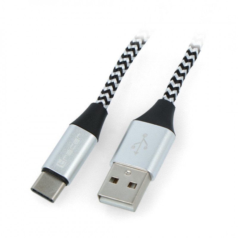 Cable TRACER USB A - USB C 2.0 black and silver braid - 1m