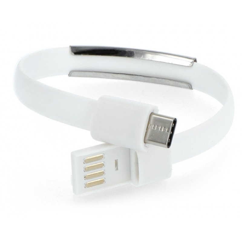 Adapter with cable USB cable tie Type C - USB A white - 0.23m