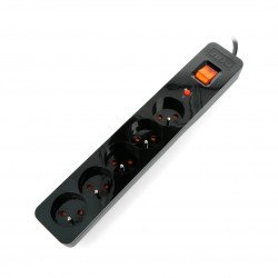 Power strip with Acar X5 protection black - 5 sockets - 1.5 m