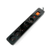 Power strip with Acar X5 protection black - 5 sockets - 1.5 m