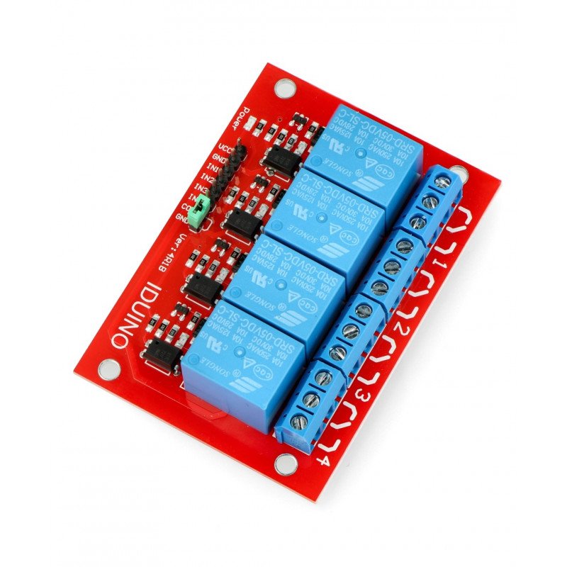 Iduino4 channel relay module - 10A/240VAC contacts - 5V coil