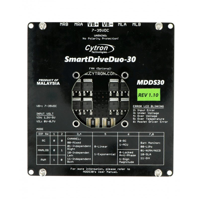 Cytron SmartDriveDuo MDDS30 - dual channel DC motor controller - 7V-35V/30A