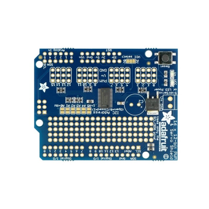 16-channel servo driver, 12-bit PWM I2C - Shield for Arduino -