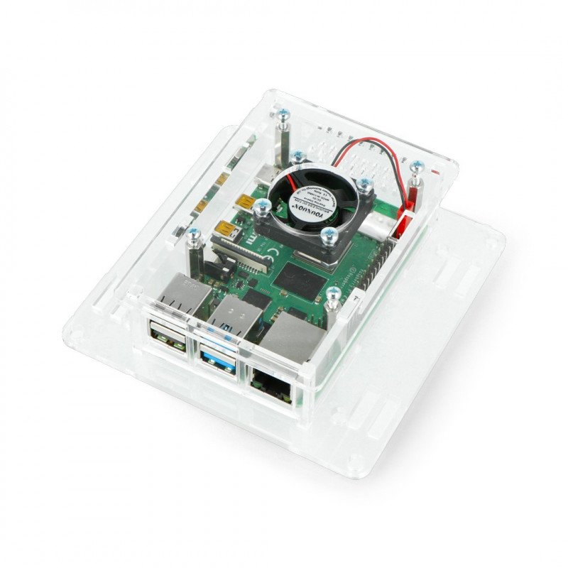 Raspberry Pi 4B housing - acrylic Vesa V2 + fan - transparent