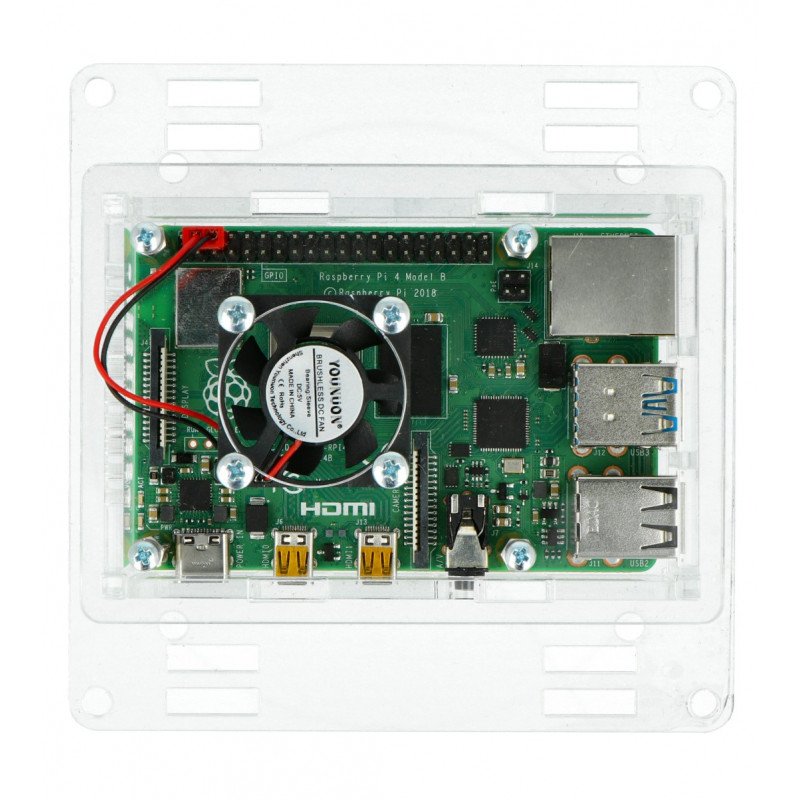 Raspberry Pi 4B housing - acrylic Vesa V2 + fan - transparent