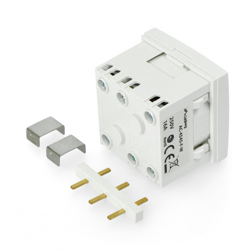Concealed socket 230V single 45x45mm 16A Schuko - white + connector