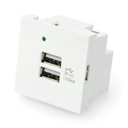 Flush-mounted socket 250V charger 2x USB 45x45mm 2,1A - white