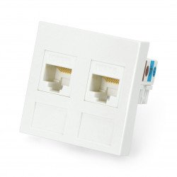 Flush mounted socket 45x45mm 2x RJ45 + Keystone Cat.6 UTP - white