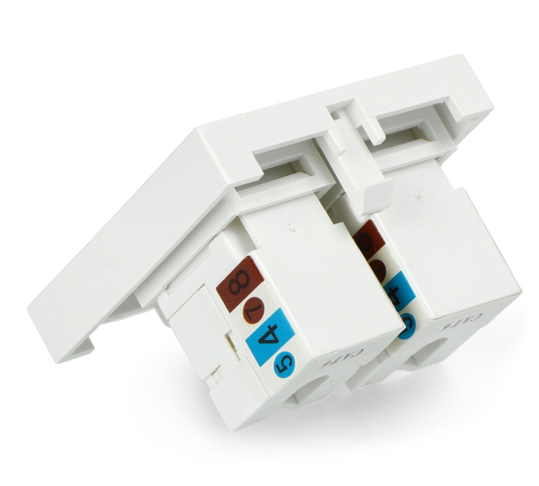 Wall Socket 45x45mm 2x RJ45+ Keystone Kat.6 UTP - Botland - Robotic Shop