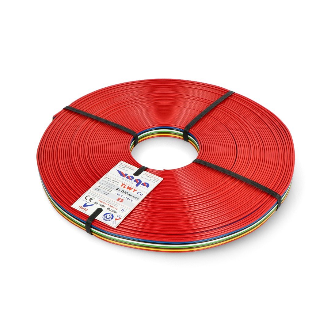 Ribbon cable TLWY - 8x0.75mm²/AWG 18 - multicoloured - 25m