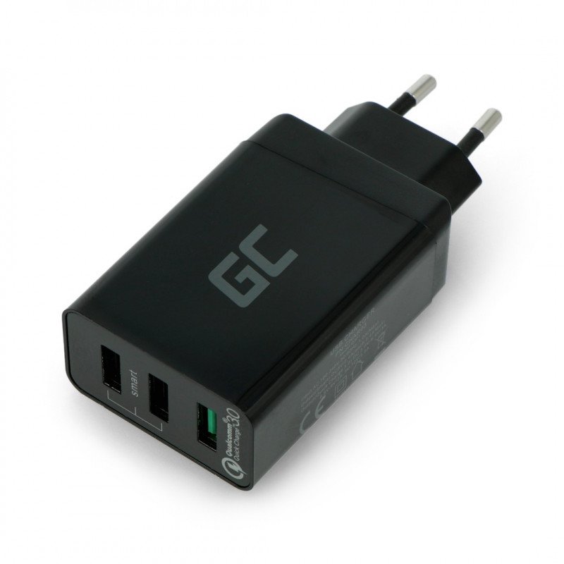Green Cell CHAR03 3xUSB 30W power supply with Quick Charge 3.0 - black