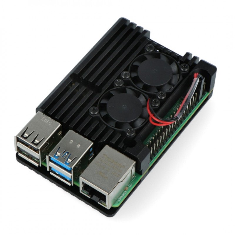Set with Raspberry Pi 4B WiFi 4GB RAM + accessories - two fan chassis