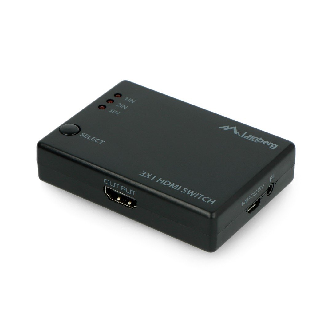 Video switch - 3 HDMI ports - with remote control and IR receiver - microUSB port - Lanberg SWV-HDMI-0003