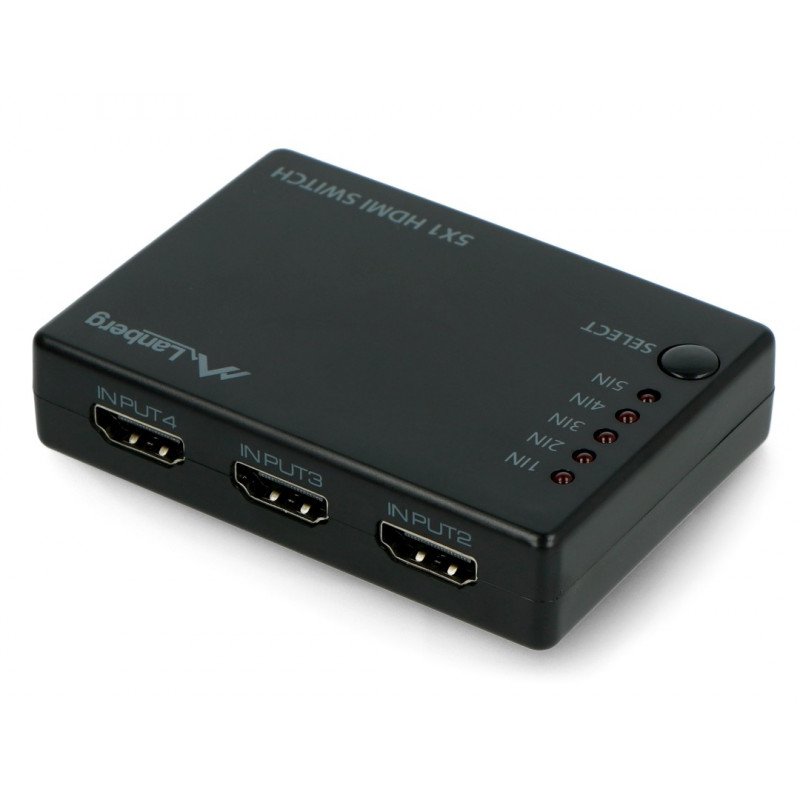 Video switch - 5 HDMI ports - with remote control and IR receiver - microUSB port - Lanberg SWV-HDMI-0005