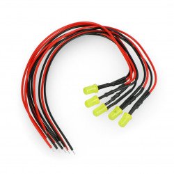 LED 5mm 12V with resistor and wire - yellow