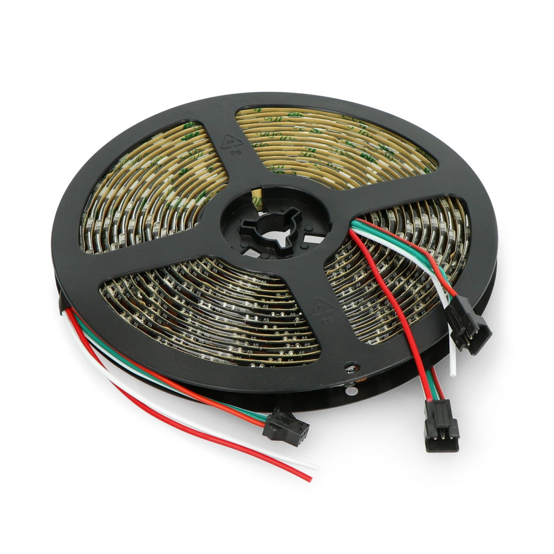 RGB LED Strip WS2812B - digital, addressed - IP65 60 LED / m, 18W / m, 5V - 5m - black