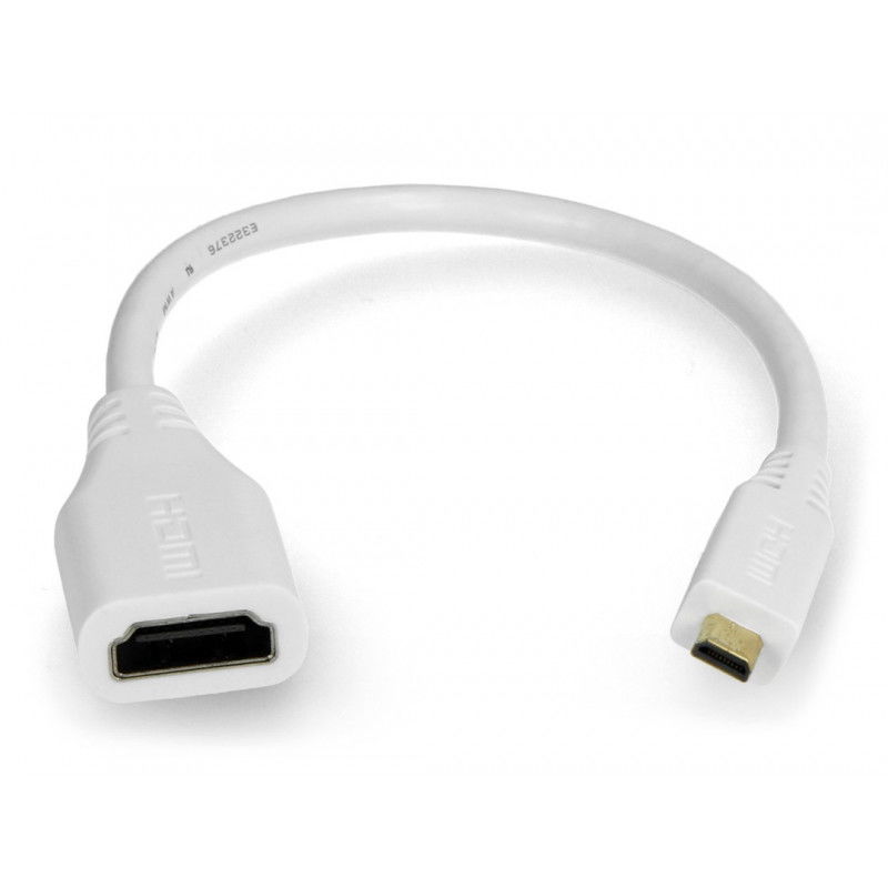 MicroHDMI adapter - HDMI original for Raspberry Pi 4B - 235 mm - white