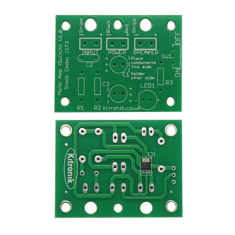 Mono Amplifier Kit - mono amplifier set with power switch and LEDs - Kitronik 2173