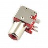 Angled female RCA socket, shielded THT with red marker - zdjęcie 1