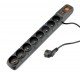 Power strip with protection Acar S8 black - 8 sockets - 1,5m