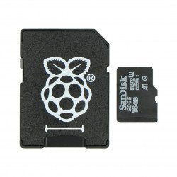 SanDisk memory card microSD 16GB class 10 (with adapter) + system Raspbian NOOBs for Raspberry Pi 4B/3B+/3B/2B