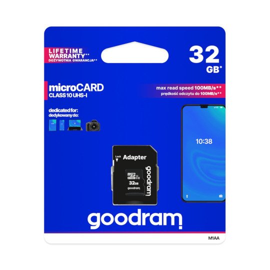 Memory card Goodram micro SD / SDHC 32 GB UHS-I class 10 with adapter