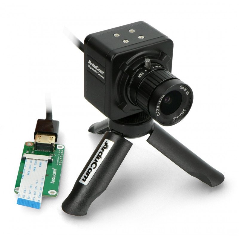 Set with IMX477 12.3MPx HQ camera and 6mm CS-Mount lens - for Raspberry Pi - ArduCam B0240