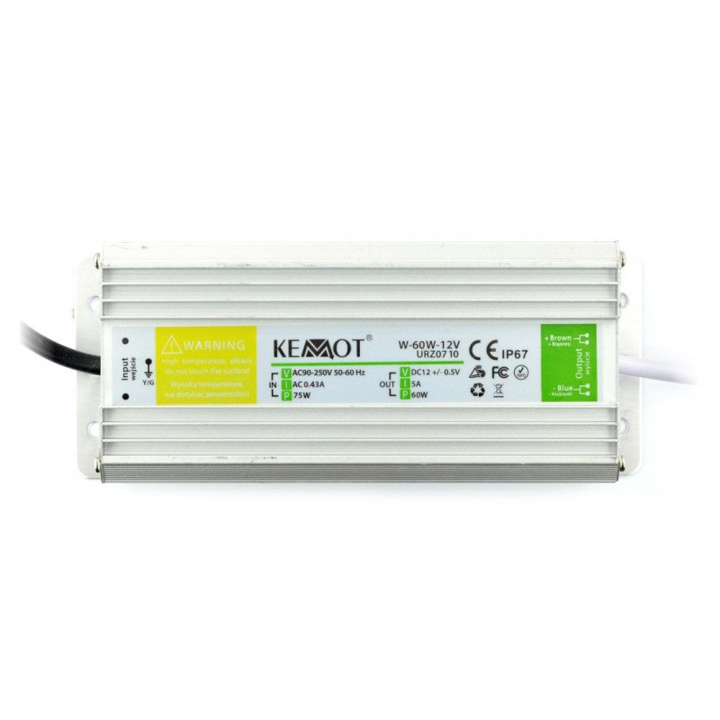Power supply W-60W-12V LED Strip Waterproof IP67 - 12V / 5A / 60W
