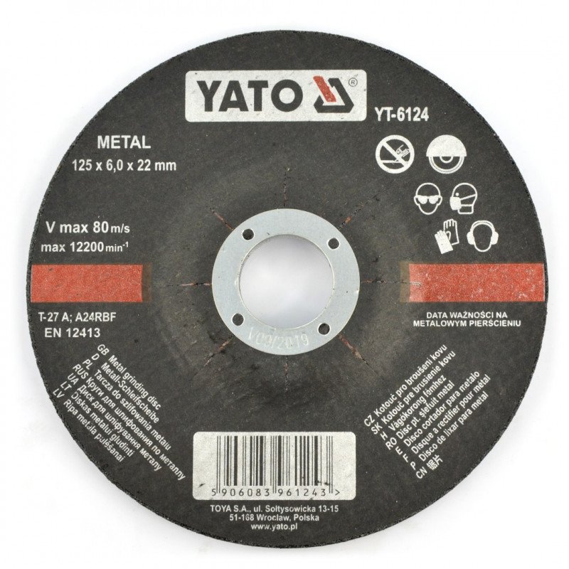 Metal grinding wheel Yato YT-6124 - convex - 125x6mm