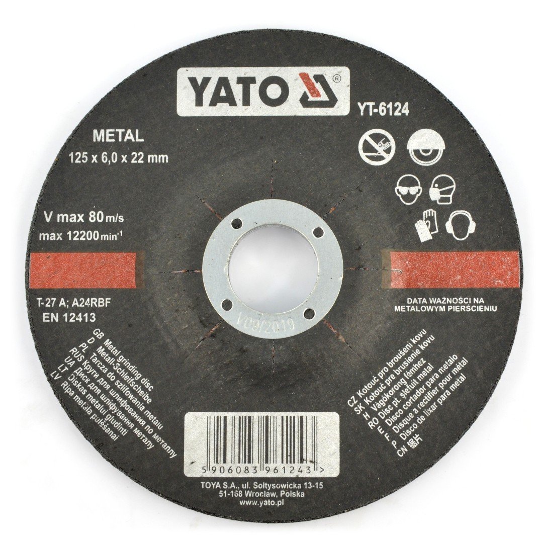 Metal grinding wheel Yato YT-6124 - convex - 125x6mm