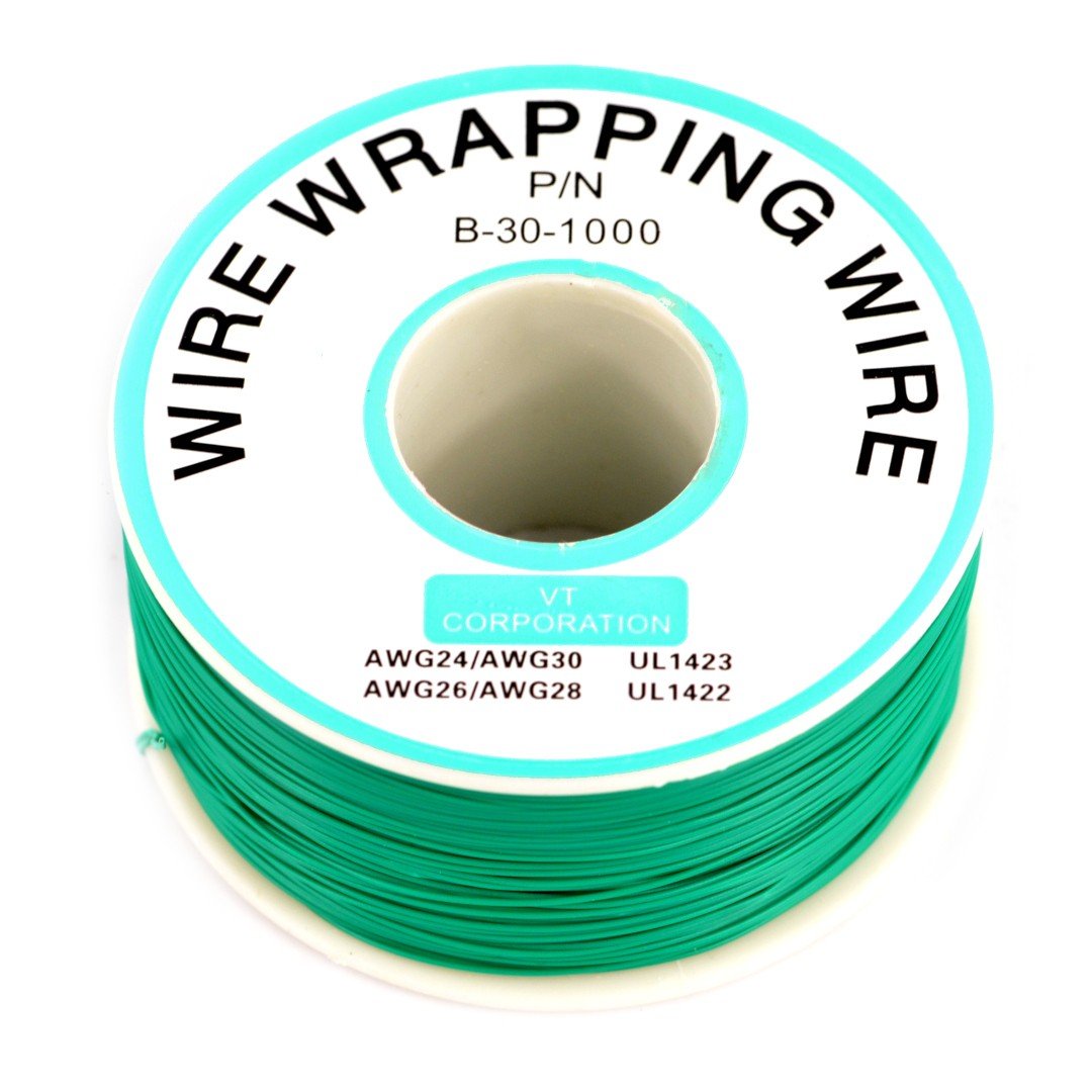 Insulated PVC Coated 30AWG Wire Wrapping Wires Reel 1000Ft - green