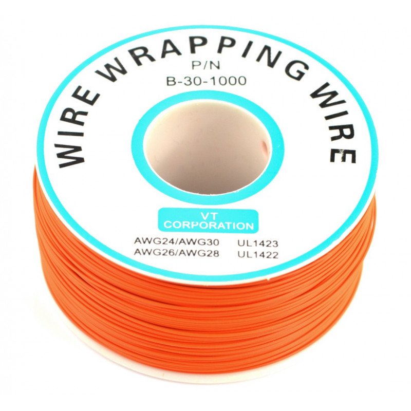 Insulated PVC Coated 30AWG Wire Wrapping Wires Reel 820Ft - orange