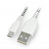 KK21L Micro USB cable 1M White braid - zdjęcie 1