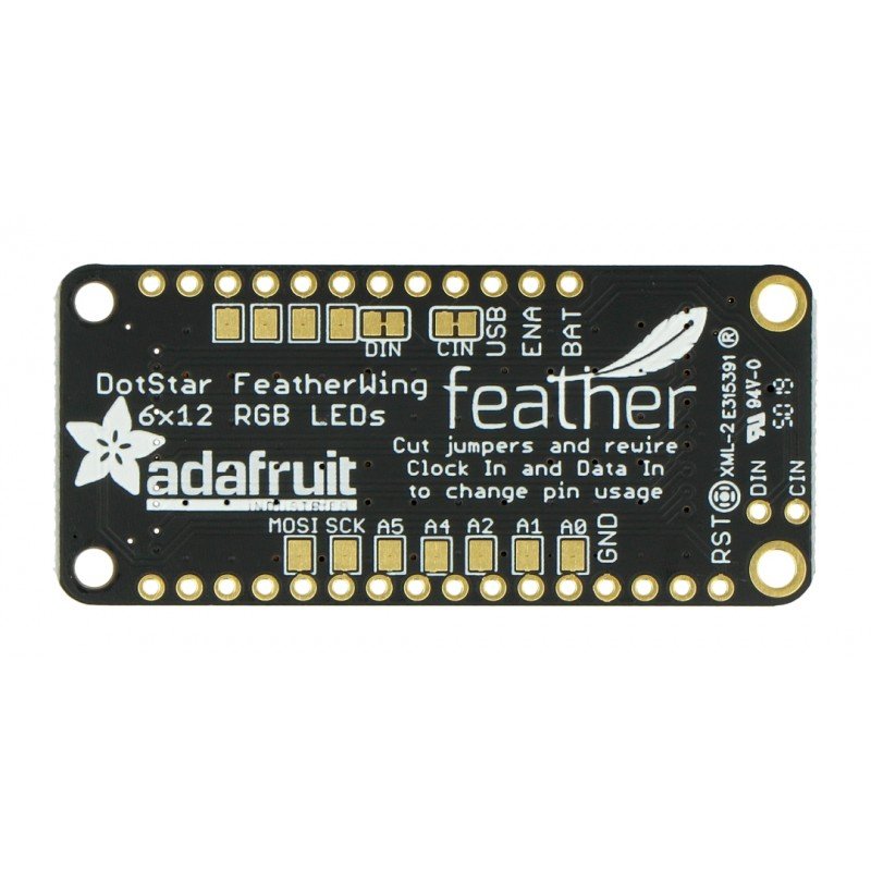 FeatherWing DotStar - 6x12 RGB LED matrix - overlay for