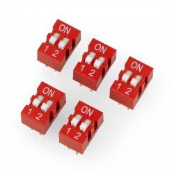 DIP switch 2-pole - red - 5 pcs.