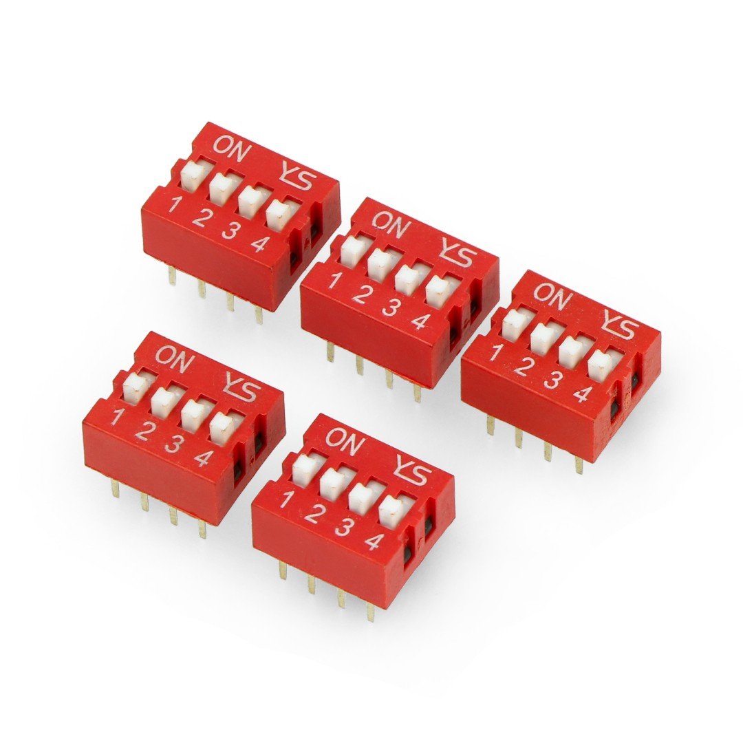 DIP switch 4-pole - red - 5pcs.