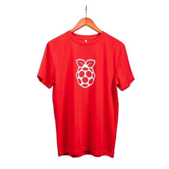 Red T-Shirt White Raspberry Pi Logo Adult - Large Botland - Robotic Shop