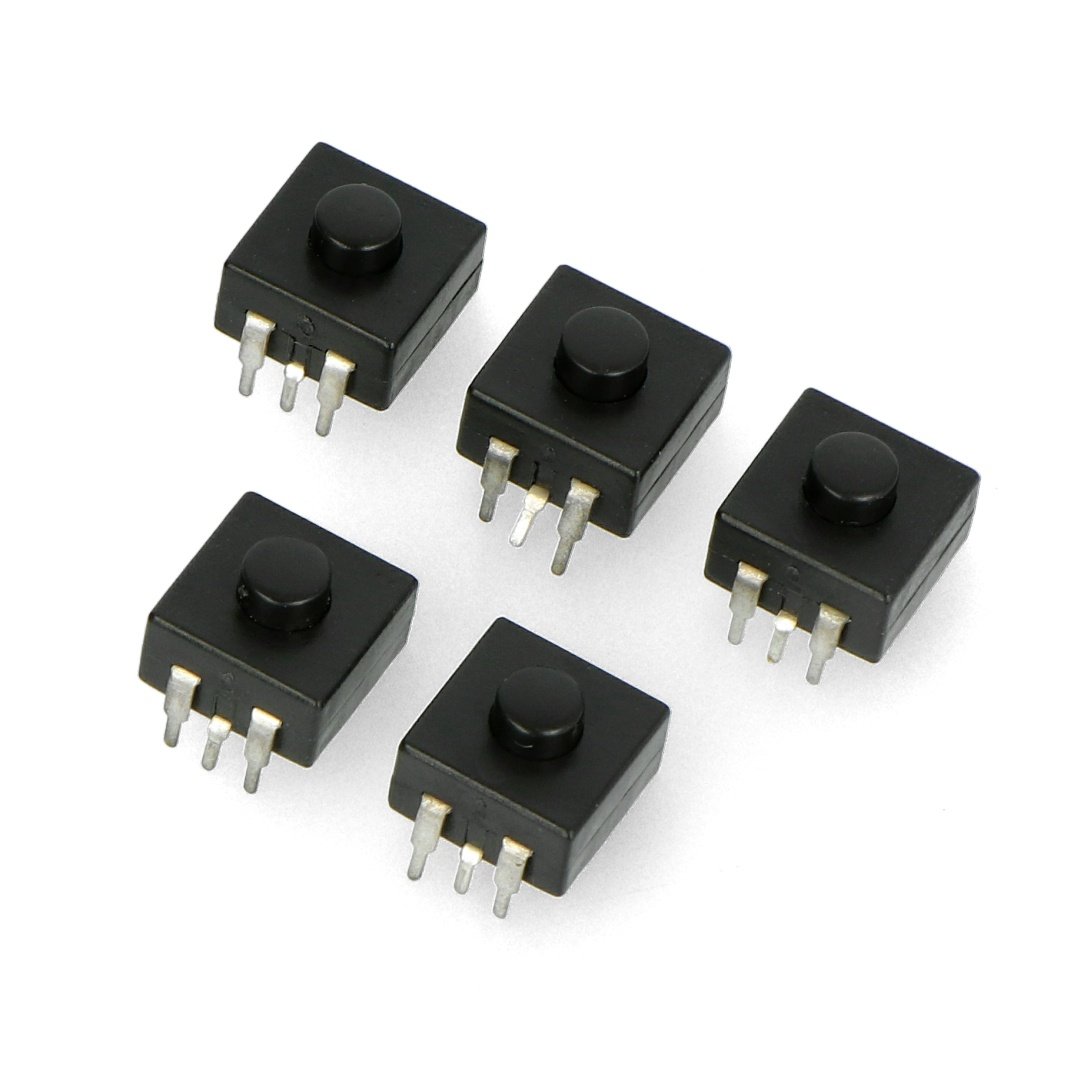 Bistable switch ON-OFF PB-12A-3, round 30V/1A - black - 5pcs.