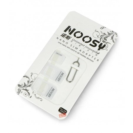 Adapter for micro and nano SIM cards with a key - white Adapter for micro and nano SIM cards with a key - white