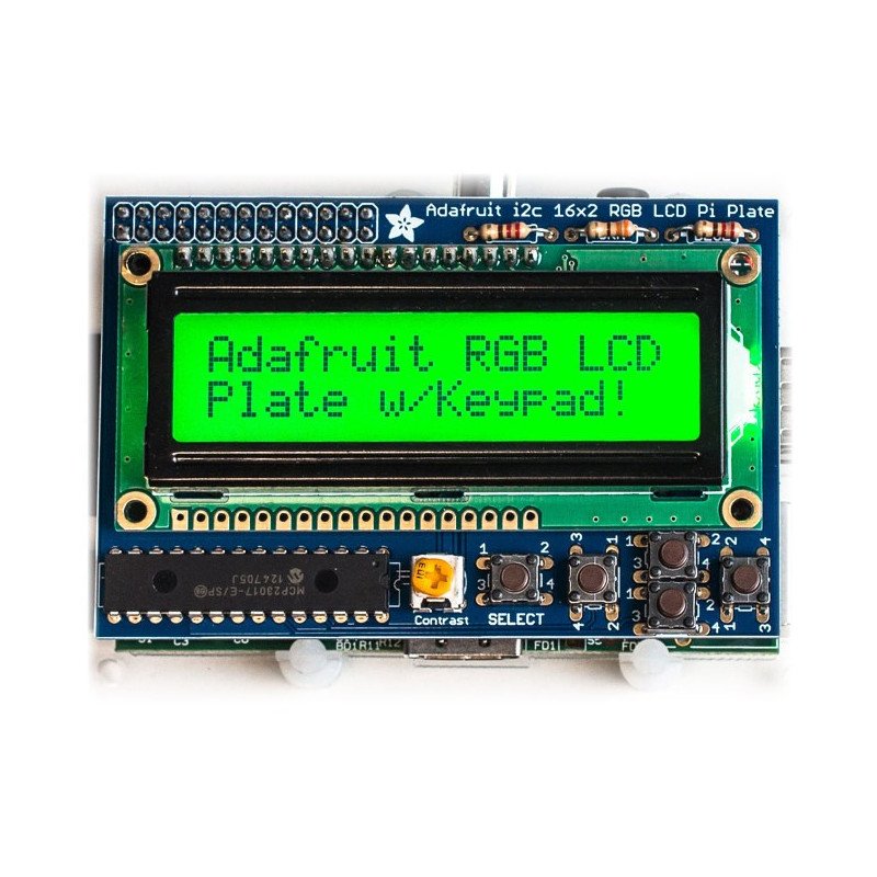 RGB positive 2x16 LCD + keypad Kit for Raspberry Pi - Adafruit