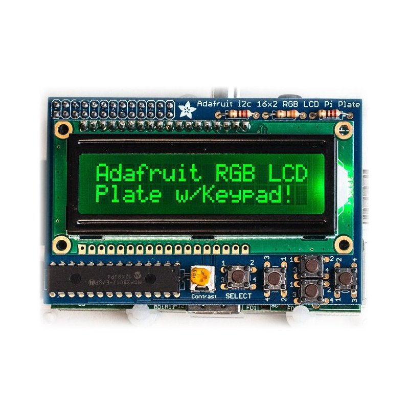 RGB negative 2x16 LCD + keypad Kit for Raspberry Pi - Adafruit