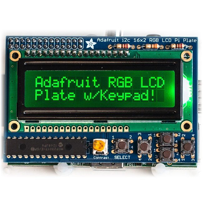 RGB negative 2x16 LCD + keypad Kit for Raspberry Pi - Adafruit