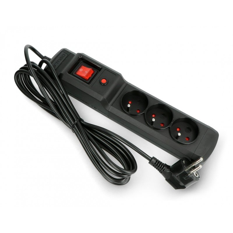 Power strip with protection Armac Multi M3 black - 3 sockets -