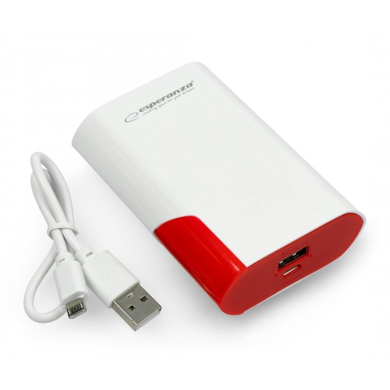 Mobile battery PowerBank Esperanza EMP111WR Boson 6000mAh - white-red