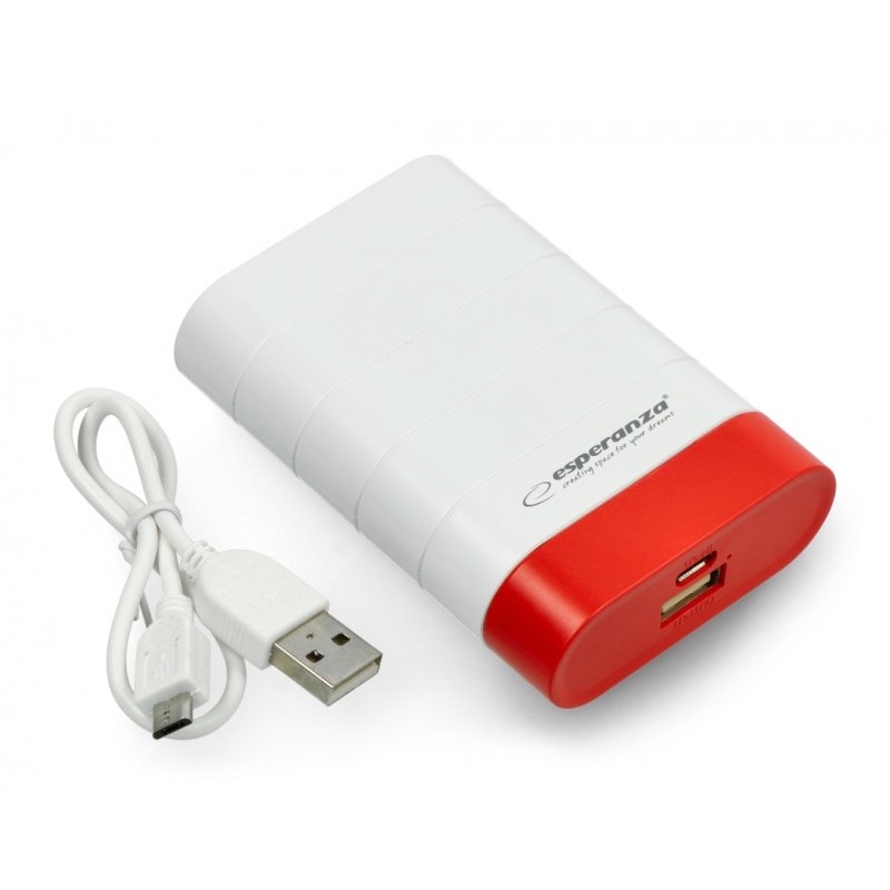 Mobile battery PowerBank Esperanza EMP110WR Graviton 4800mAh - white-red