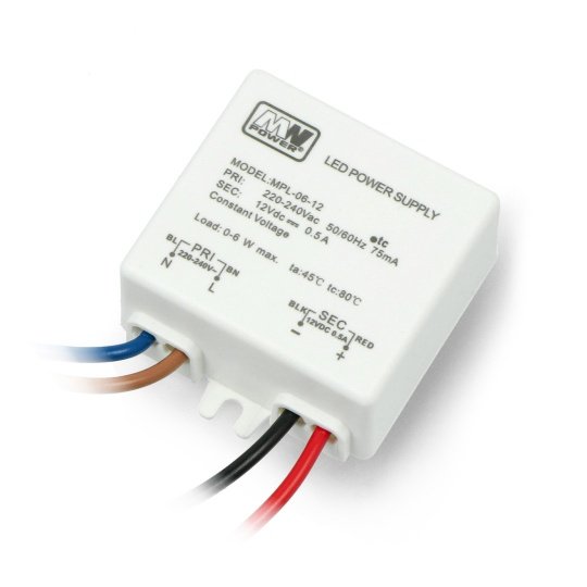 Power supply MW Power MPL-06-12LC for LED strip Botland - Robotic Shop