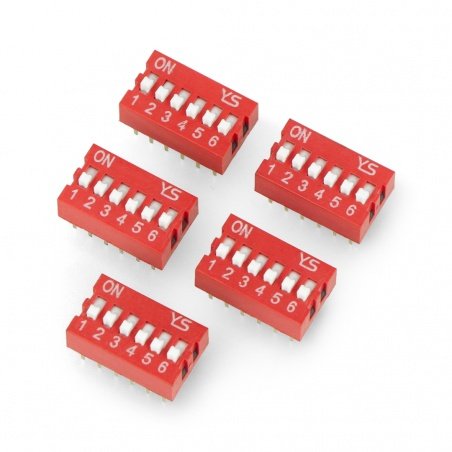 Pack Lot of 5 x 12 Pins 6 Bit On Off DIP Switch Slide Type 2.54mm Red Toggle PC