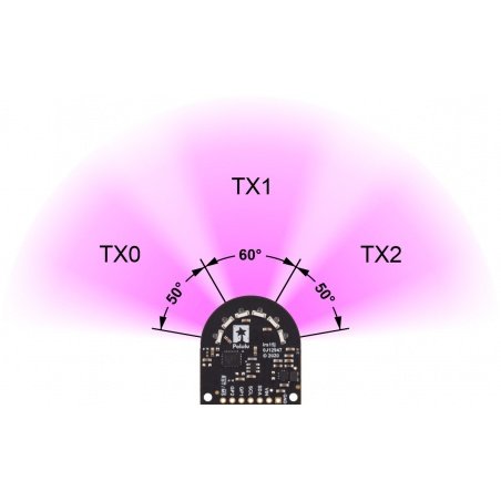 Distance sensor - wide-angle 3-channel + connectors - OPT3101 -