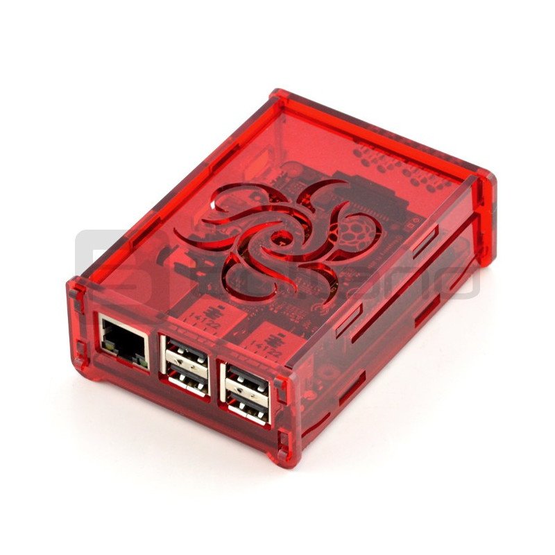 Case Raspberry Pi Model 3B + / 3B / 2B Flower - transparent red_