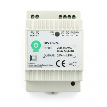 Power supply DIN30W24 for DIN rail - 24V / 1,25A / 30W Power supply DIN30W24 for DIN rail - 24V / 1,25A / 30W